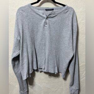 Gray Brandy Melville Casual Cropped Hensley Shirt
